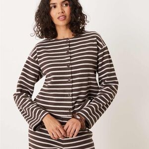 ASOS Striped Brown Button-Up Women's Top